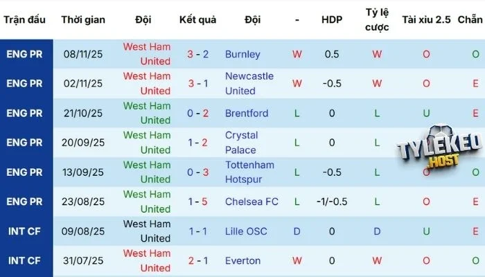 Tình hình ra sân của chủ nhà