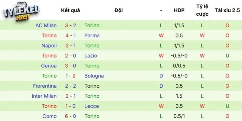 Thành tích thi đấu của Torino